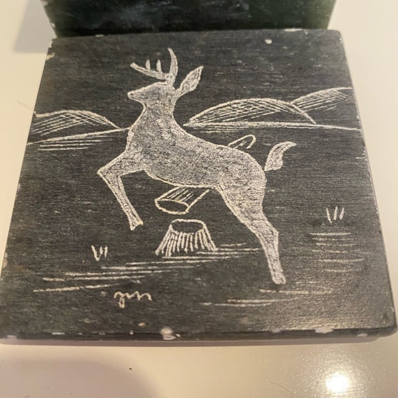 Vintage DIMU Soapstone Antelope Carved Trinket Box - Picture 3 of 8